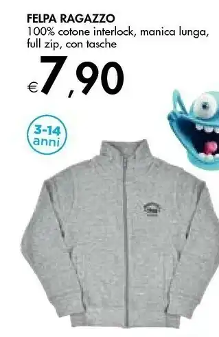 Bennet Felpa Ragazzo 100% Cotone Interlock offerta