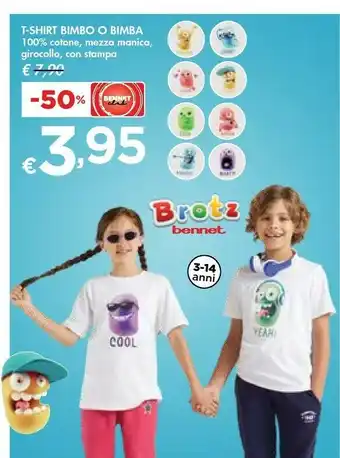 Bennet T-shirt Bimbo O Bimba 100% Cotone offerta