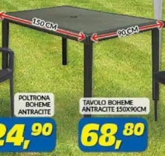 Risparmio Casa Tavolo Boheme Antracite 150 x 90 CM offerta