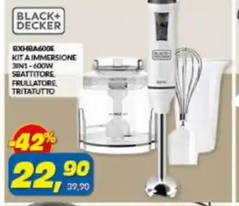 Black + Decker Kit A Immersione 3 in 1 600W Sbattitore Frullatore Tritatutto