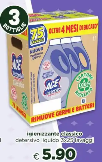 Ace igienizzante classico detersivo liquido 3x25 lavaggi