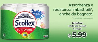 Acqua & Sapone Scottex tuttofare carta da cucina 6 rotoli offerta
