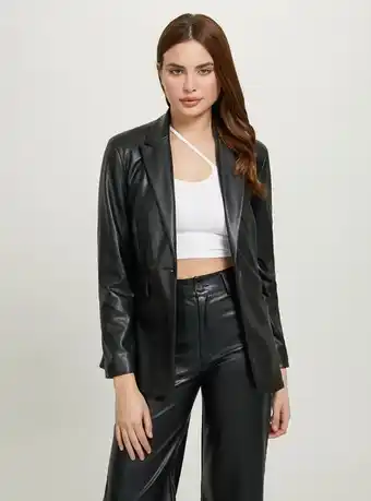 Blazer monopetto effetto pelle