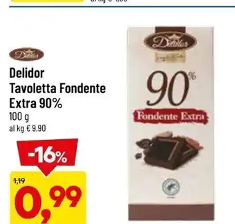 Delidor tavoletta fondente extra 90% 100g