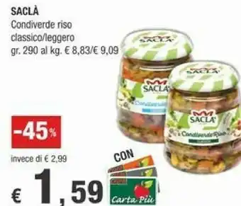 Crai Saclà Sacla Condiverdi Riso Classico 290g offerta