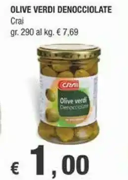 Crai Crai Olive Verdi Denocciolate 290g offerta