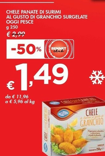 Bennet Oggi pesce Chele Panate Di Surimi Al Gusto Di Granchio Surgelato offerta