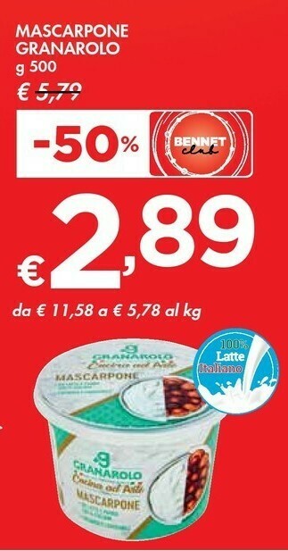 Bennet Granarolo Granarolo - Mascarpone Cremoso 500 g(ml) offerta