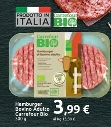 Carrefour Market Hamburger Bovino Adulto Carrefour Bio offerta
