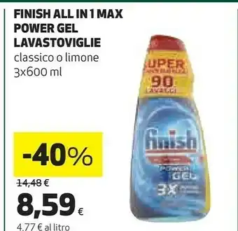 Coop Finish All In 1 Max Power Gel Lavastoviglie Classico 600ml offerta