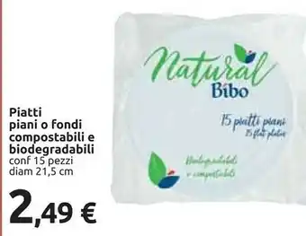 Carrefour Natural Bibo Piatti Piani O Fondi Compostabili E Biodegradabili offerta