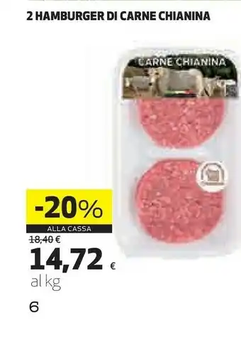 Coop 2 Hamburger Di Carne Chianina offerta