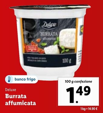Lidl Deluxe Burrata affumicata 100 g confezione offerta