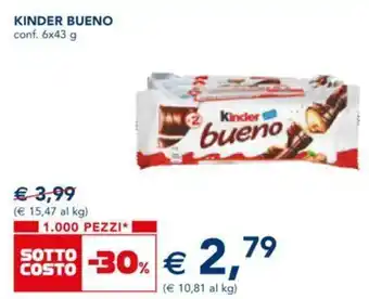 Esselunga Kinder Bueno 6x43 g offerta