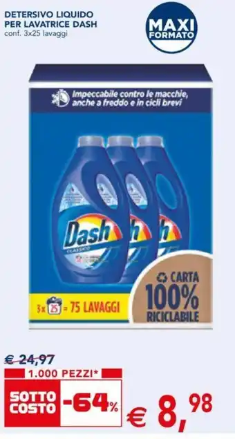 Esselunga Dash Detersivo Liquido per Lavatrice 3x25 lavaggi offerta
