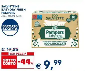 Esselunga Pampers Salviettine Baby-Dry Fresh 10x50 pezzi offerta