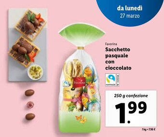 Favorina Sacchetto Pasquale Con Cioccolato 250 g confezione
