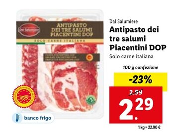 Dal Salumiere Antipasto Dei Tre Salumi Piacentini DOP 100 g confezione
