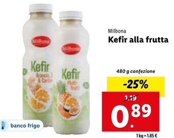 Lidl Milbona Kefir Alla Frutta 480 g confezione offerta