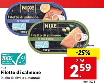 Lidl Nixe Filetto di Salmone 150 g confezione offerta