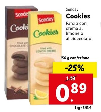 Lidl Sondey Cookies 150 g confezione offerta