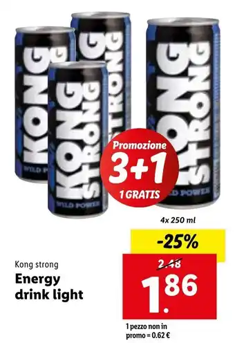 Lidl Kong Strong Energy Drink Light 4 x 250 ml offerta
