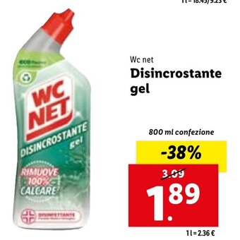 Lidl WC Net Disincrostante Gel 800 ml confezione offerta