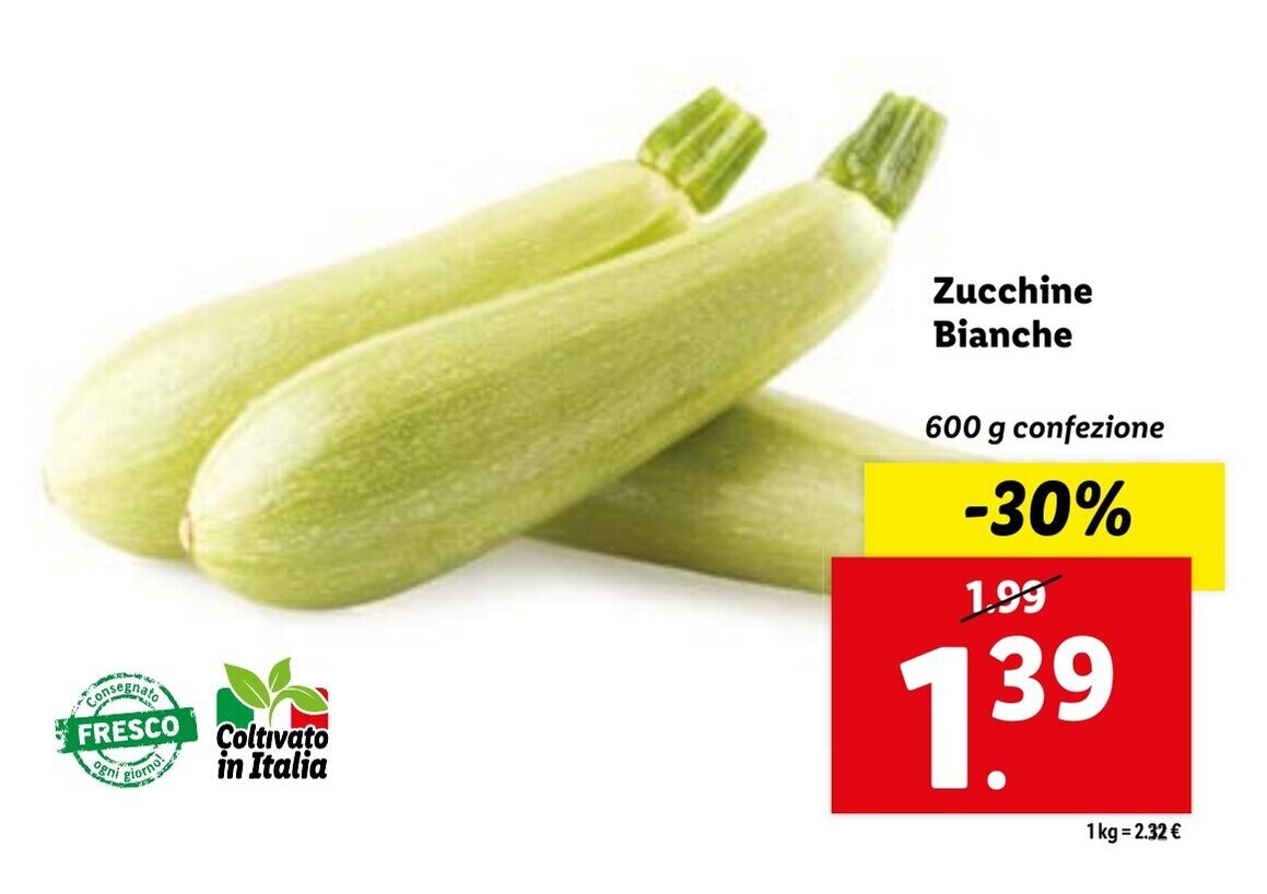 Zucchine Bianche 600 g confezione offerta di Lidl
