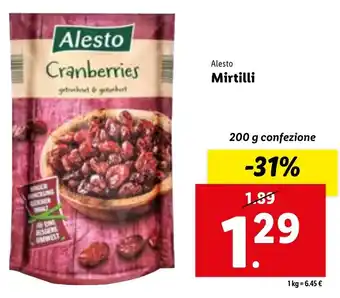 Lidl Alesto Mirtilli 200 g confezione offerta