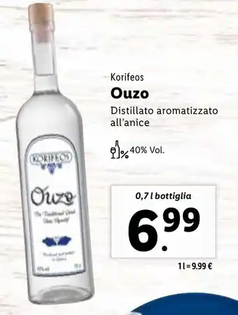 Lidl Korifeos Ouzo 0,7 l bottiglia offerta