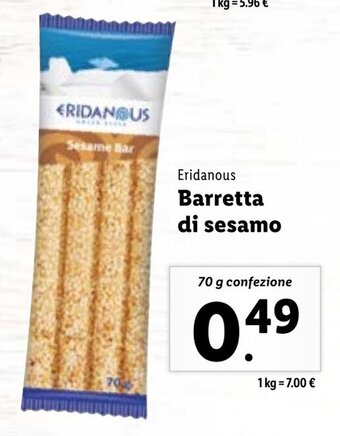 Eridanous Barretta Di Sesamo 70 g confezione