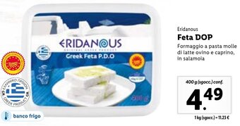 Lidl Eridanous Feta DOP 400 g (sgocc.) conf. offerta