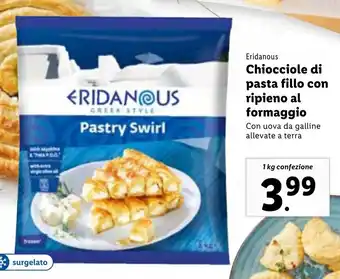 Lidl Eridanous Chiocciole di Pasta Fillo Con Ripieno Al Formaggio 1 kg confezione offerta
