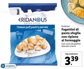 Eridanous Fagottini di Pasta Sfoglia Con Ripieno Al Formaggio 1 kg confezione