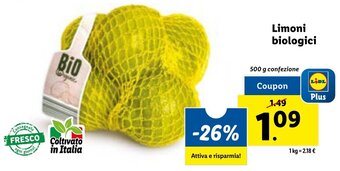 Lidl Limoni Biologici 500 g confezione offerta