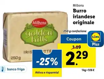 Lidl Milbona Burro Irlandese Originale 250 g confezione offerta