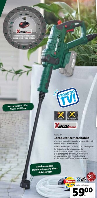 Lidl Parkside Idropulitrice Ricaricabile offerta
