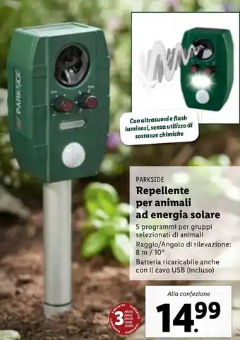 Lidl Parkside Repellente Per Animali Ad Energia Solare offerta