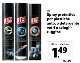 W5 Spray Protettivo Per Plastiche Auto, o Detergente Vetri o Sciogliruggine 300 ml confezione