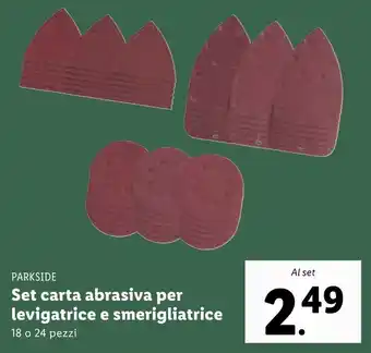 Lidl Parkside Set Carta Abrasiva Per Levigatrice e Smerigliatrice 18 o 24 pezzi offerta