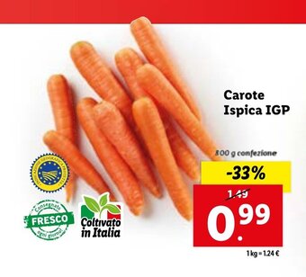 Lidl Carote Ispica IGP 800 g confezione offerta