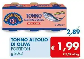 MD Discount Poseidon Tonno All'Olio di Oliva g 80 x 3 offerta