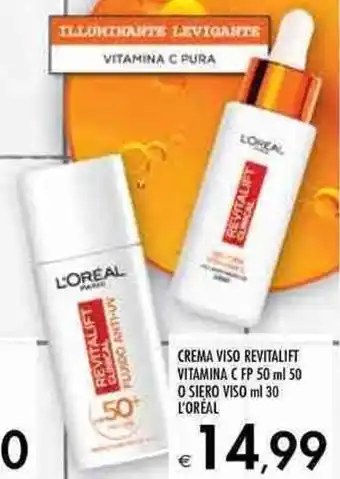 Bennet L'Oréal Crema Viso Revitalift Vitamina C FP 50 ml 50 offerta