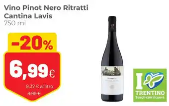 Coop Cantina Lavis Vino Pinot Nero Ritratti 750 ml offerta