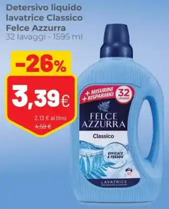 Coop Felce Azzurra Detersivo Liquido Lavatrice Classico 32 Lavaggi - 1595 ml offerta