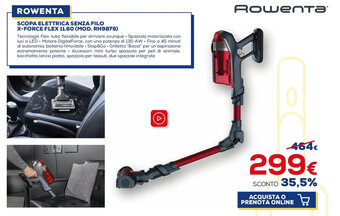 Euronics Rowenta Scopa Elettrica senza filo x-force flex 11.60 (Mod. RH9879) offerta