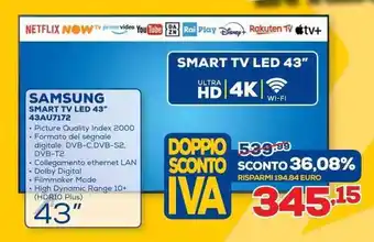 Samsung Smart Tv Led 43" 43AU7172