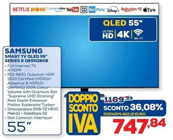Euronics Samsung Smart TV Qled 55" Series 8 QE55Q80B offerta