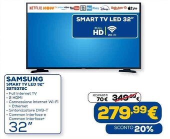 Euronics Samsung Smart Tv Led 32" 32T5372C offerta
