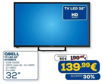 Euronics QBell TV LED 32" QT32B73 offerta